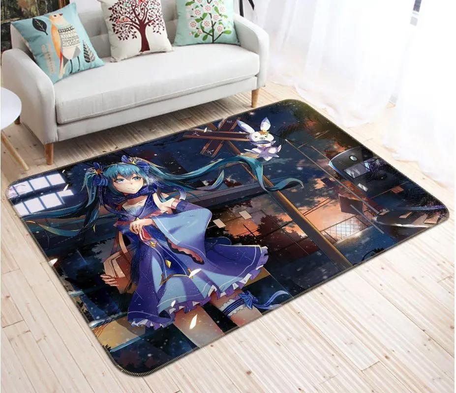 Hatsune miku anime 70 area rug living room and bed room rug rug regtangle carpet floor decor home decor Rectangle Rug