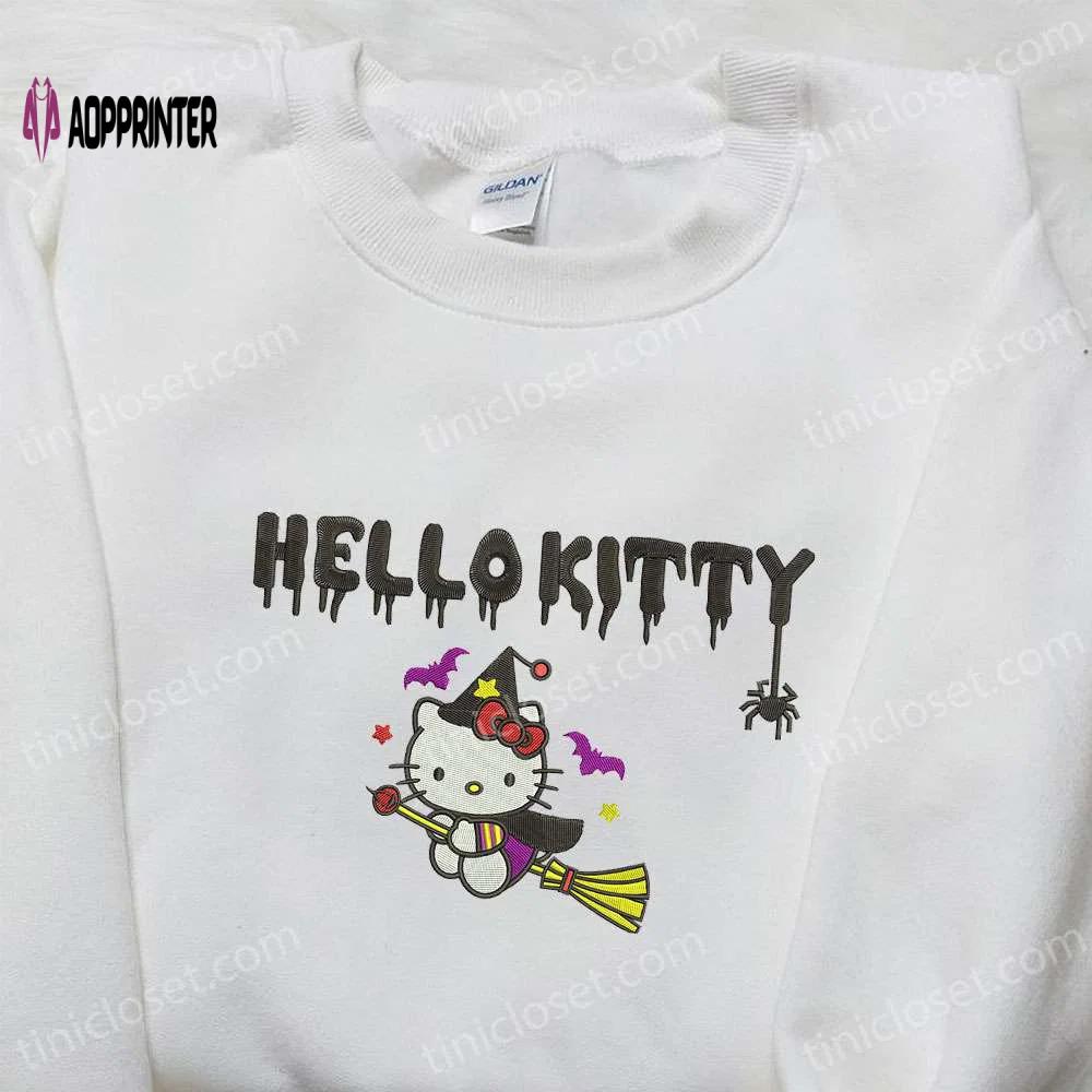 Hello kitty witch embroidered sweatshirt – cute halloween hoodie best gift ideas Embroidered Shirt
