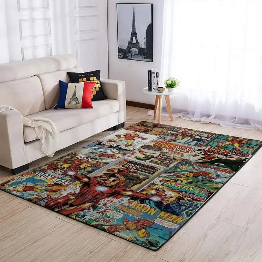 Iron man area rug living room rug home decor marvel superhero movie 19091807 Rectangle Rug