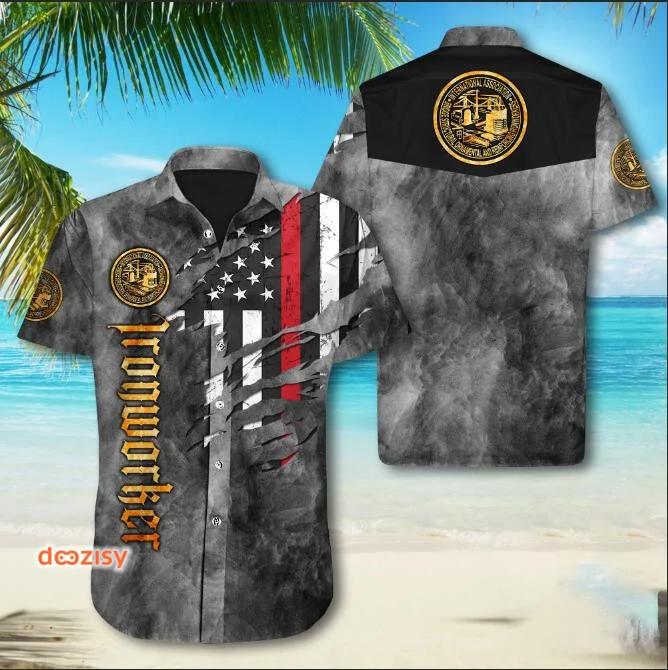 Ironworker hawaiian shirt Hawaii Shirt Shorts & Flip Flops