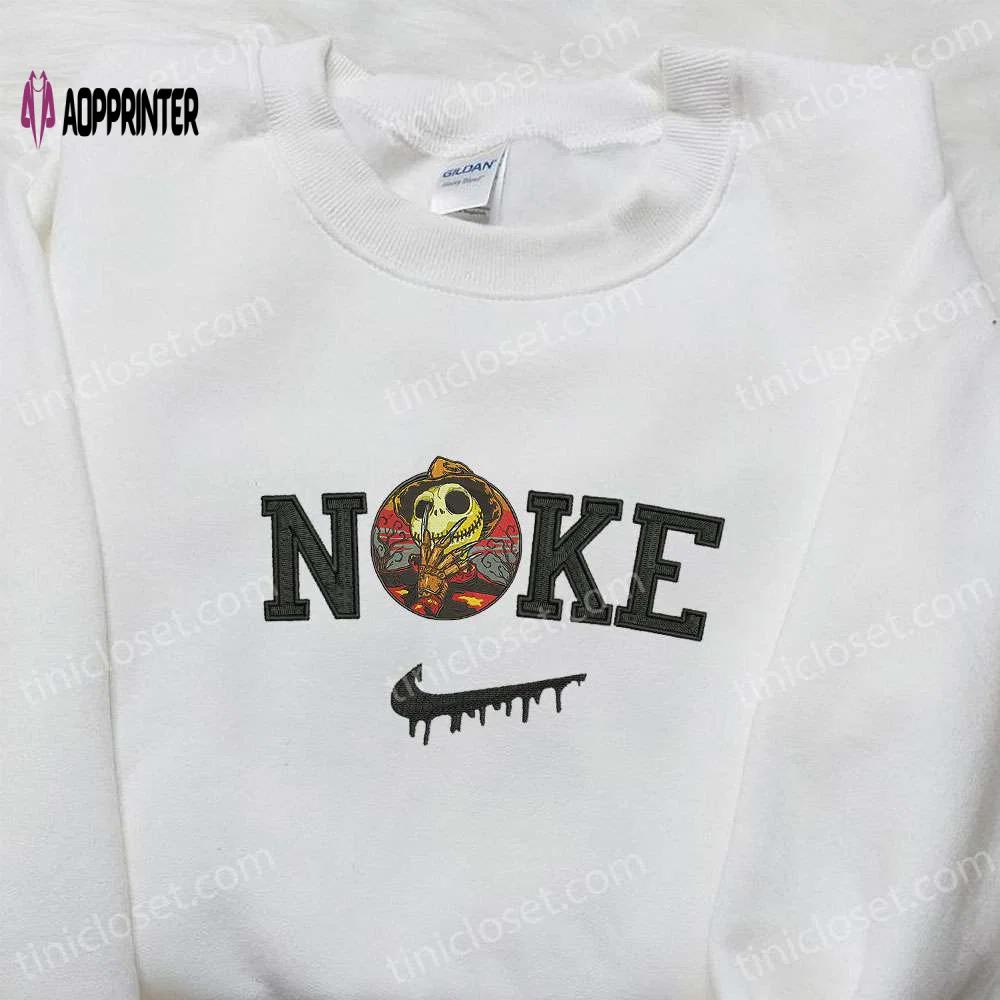 Jack skellington x nike embroidered shirt nightmare before christmas sweatshirt & hoodie: spooky style! Embroidered Shirt