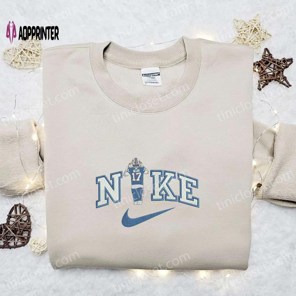 Josh allen x nike embroidered shirt & hoodie: ultimate nfl sports fandom gift Embroidered Shirt