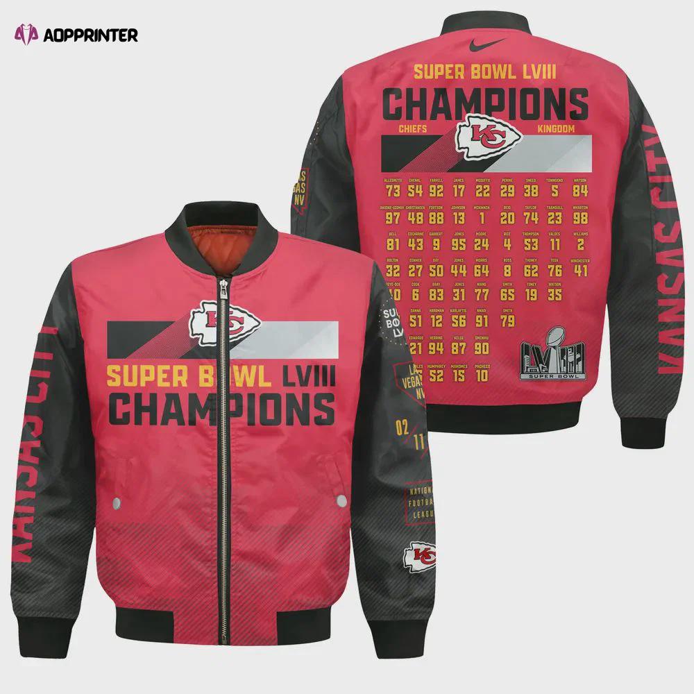 Kansas city chiefs national football league 2024 champions bomber jacket v20 Bomber Jacket