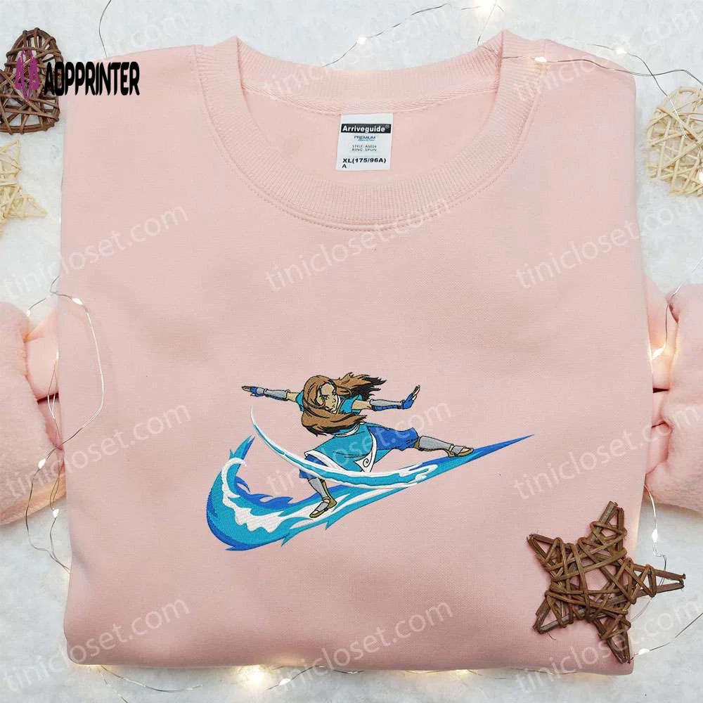 Katara x nike swoosh anime embroidered sweatshirt: avatar & nike inspired shirt Embroidered Shirt