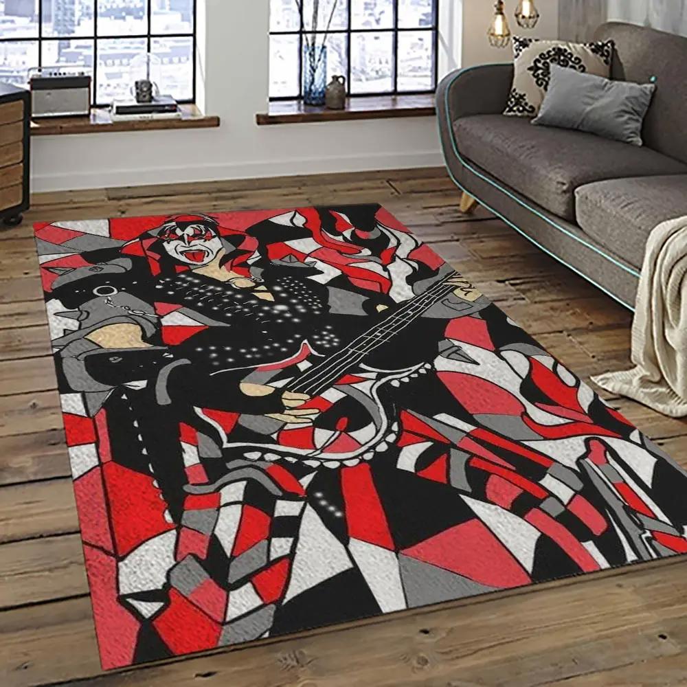 Kiss rock band music retangle carpet area rug home decor best gift for fan and friends as11 Rectangle Rug