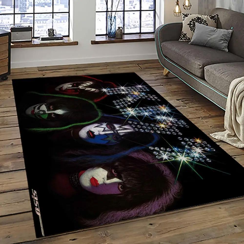 Kiss rock band music retangle carpet area rug home decor best gift for fan and friends as77 Rectangle Rug