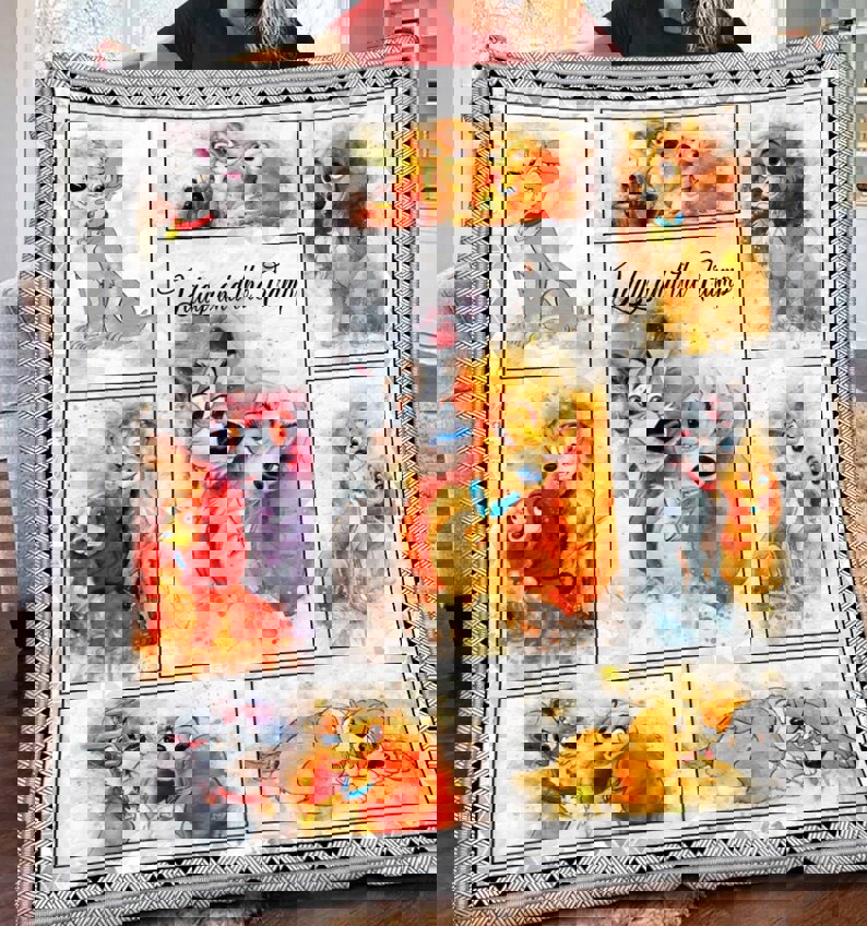 Lady and the tramp blanket, lady and the tramp fleece blanket, couch sofa blanket, lady and the tramp gift, christmas gifts Quilt Blanket