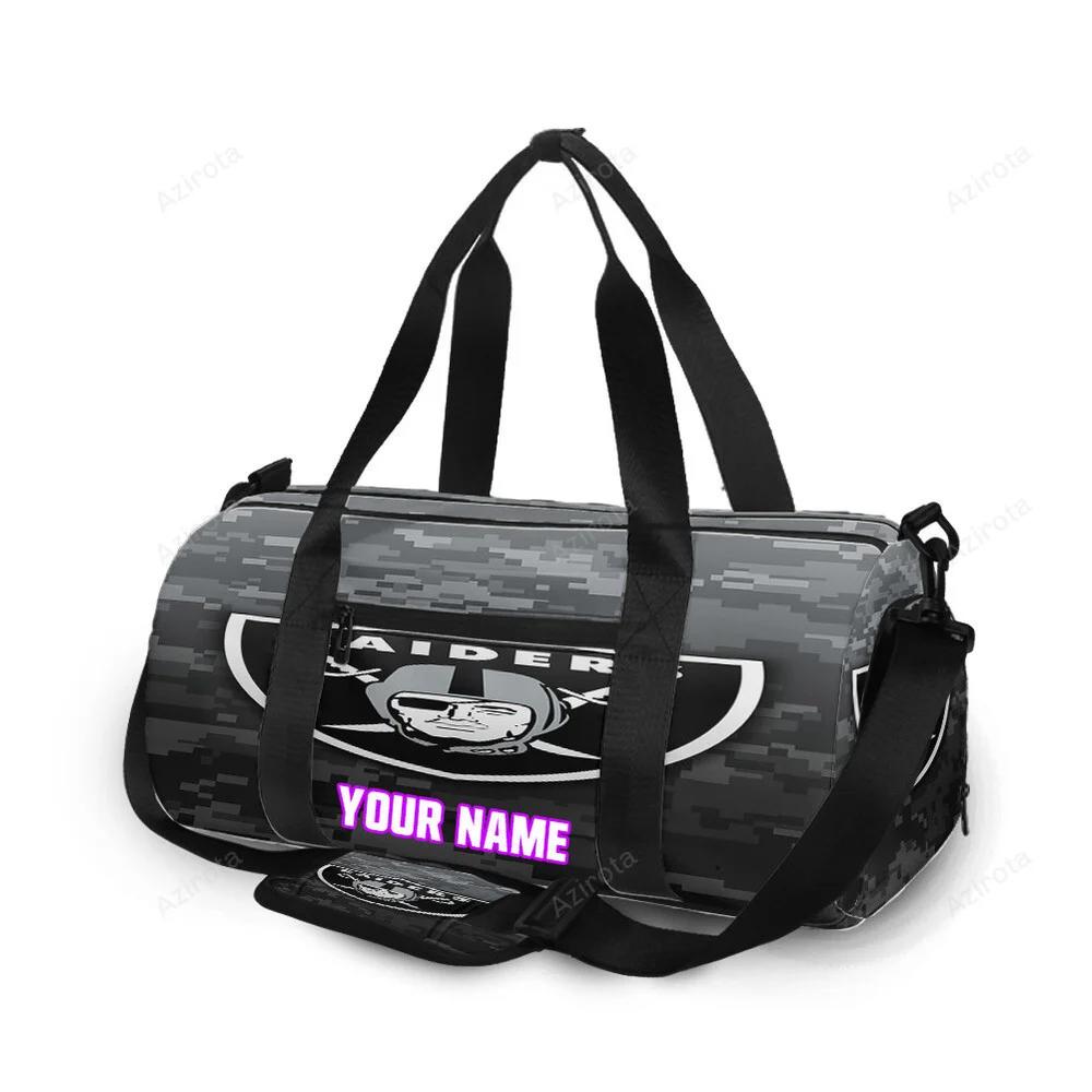 Las vegas raiders logo pattern camo personalized name travel bag gym bag 2086 Travel Bag