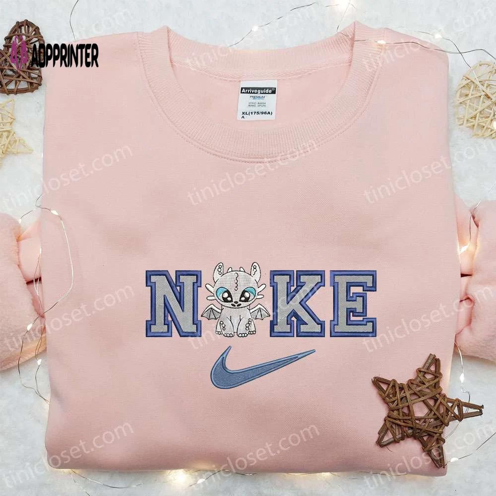 Light fury x nike cartoon sweatshirt: how to train your dragon embroidered shirt nike inspired Embroidered Shirt