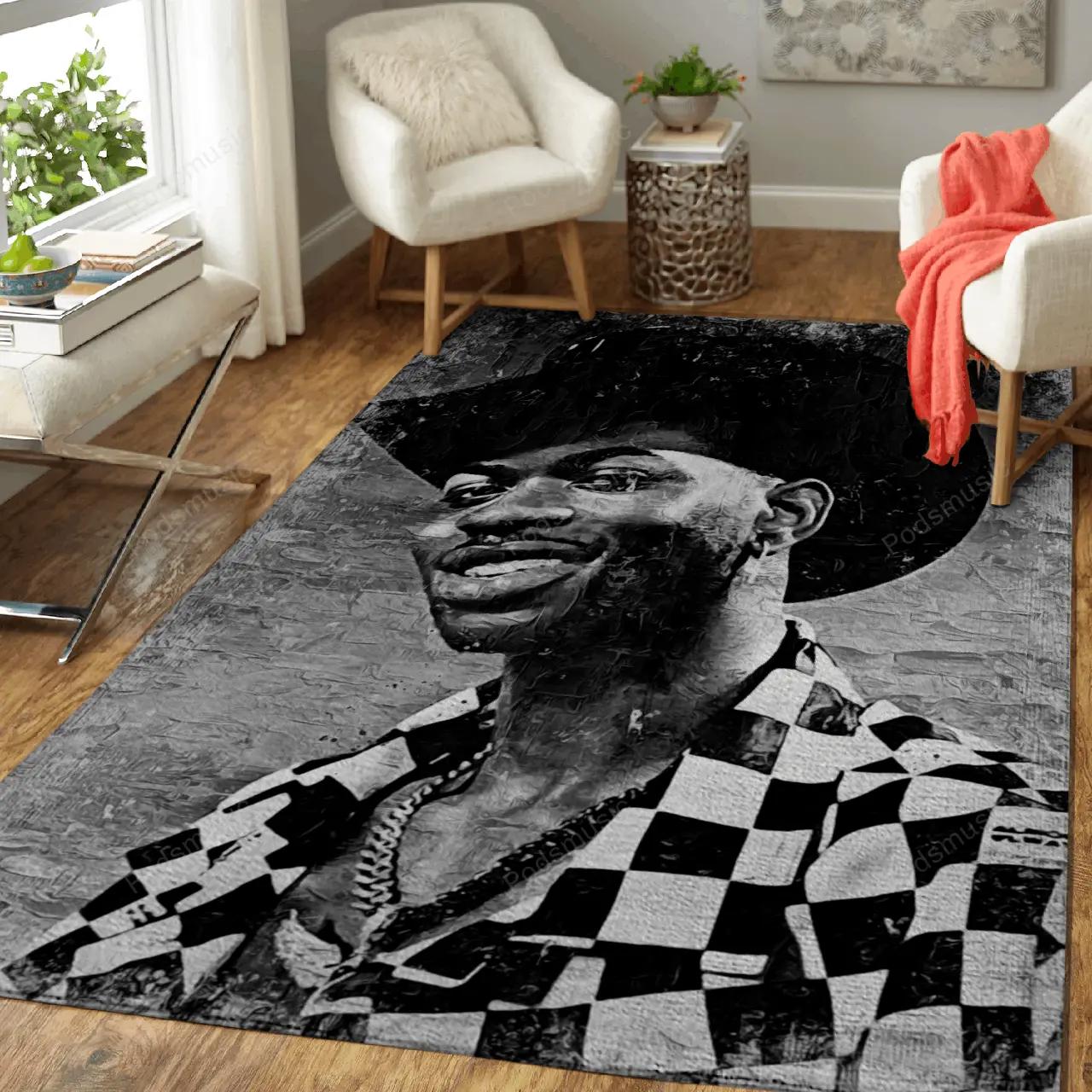 Lil nas x music monochrome art for fans area rug living room carpet rug regtangle carpet floor decor home decor Rectangle Rug
