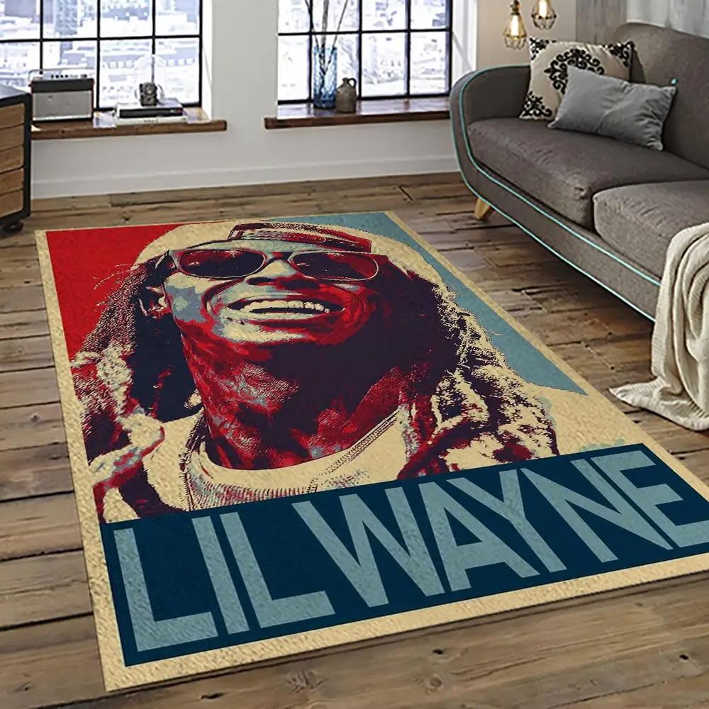 Lil wayne rapper hiphop music rap carpet area rug home decor gift for fans gift for friends lil32 Rectangle Rug