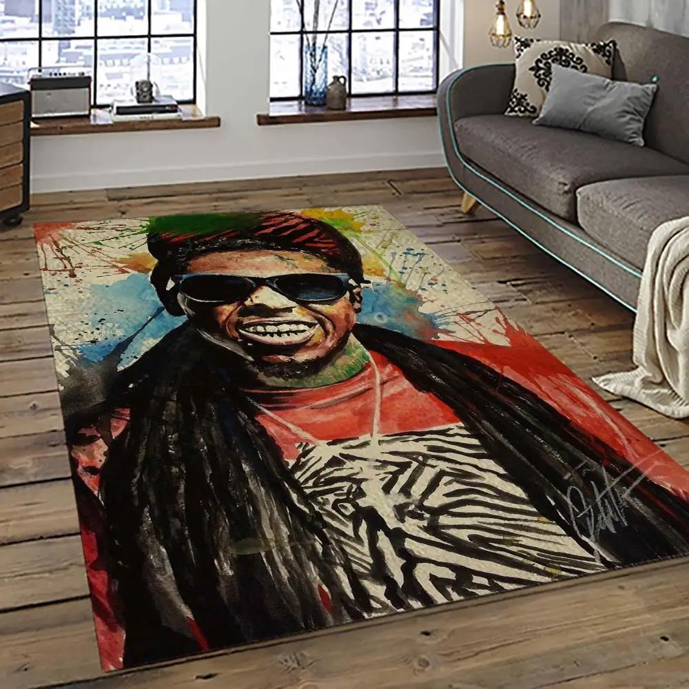 Lil wayne rapper hiphop music rap carpet area rug home decor gift for fans gift for friends lil44 Rectangle Rug