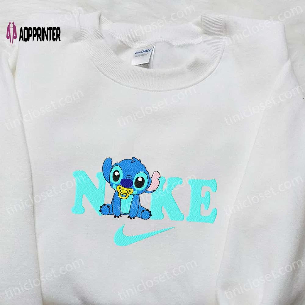 Lilo and stitch x nike cartoon embroidered hoodie & shirt: exclusive disney collection Embroidered Shirt