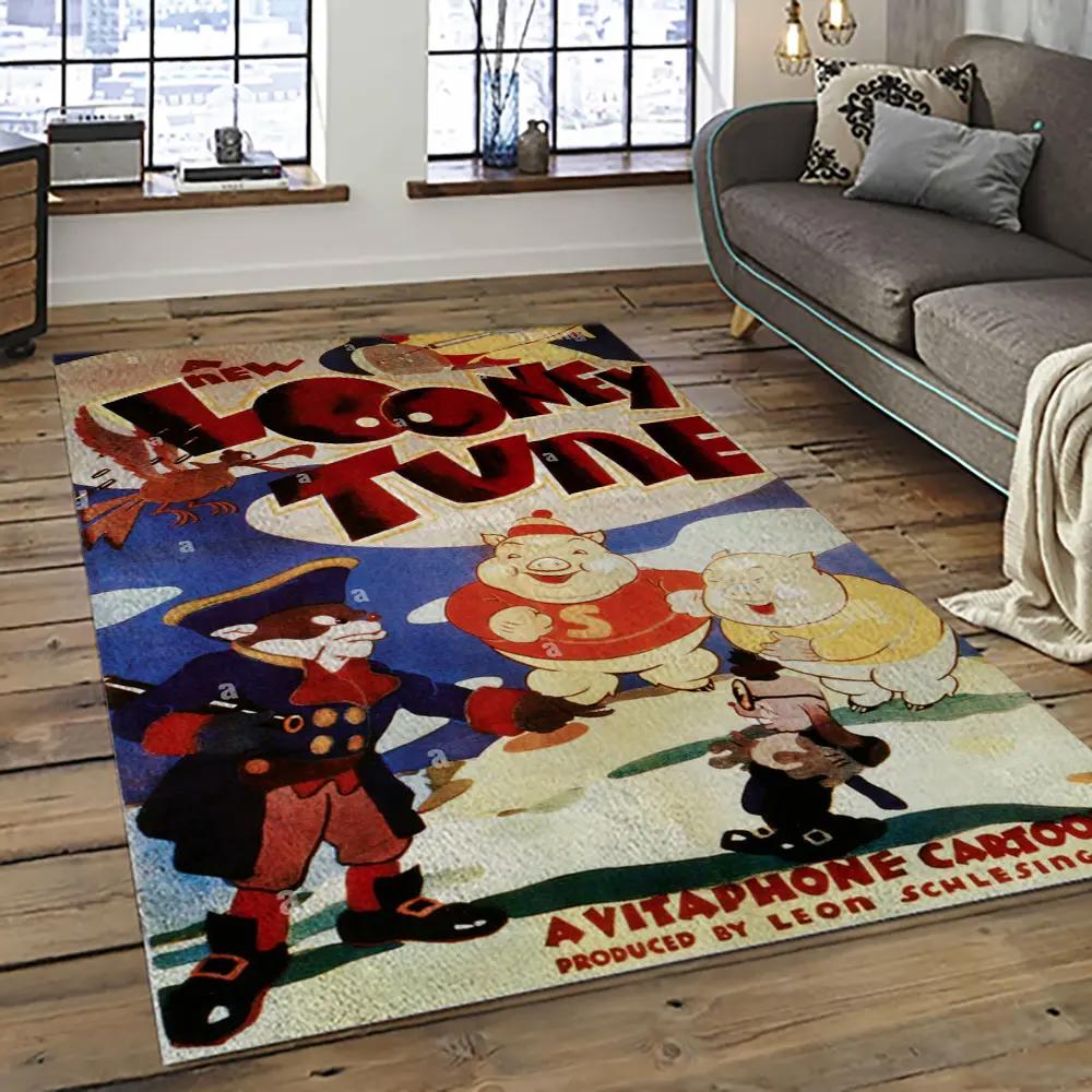Looney tunes characters cartoon movie carpet rectangle area rug for living room bedroom decor lt13 Rectangle Rug
