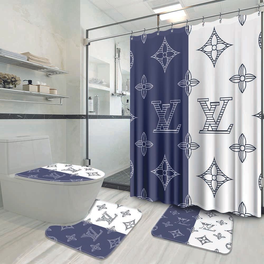 Louis vuitton bathroom set luxury shower curtain waterproof luxury brand hot 2023 85 Bathroom Accessory Sets