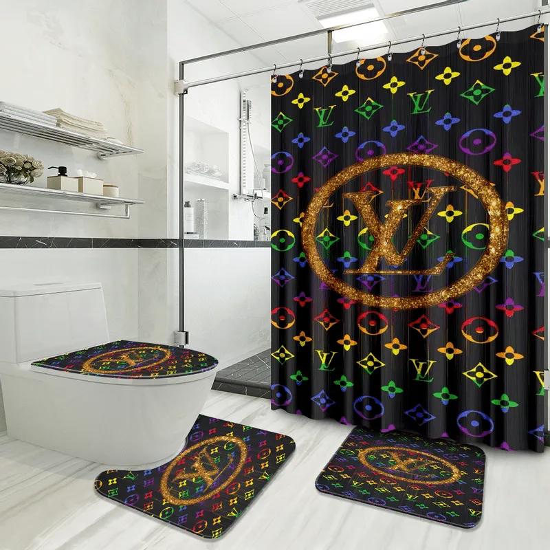 Louis vuitton bathroom set luxury shower curtain waterproof luxury brand with logo louis vuitton 82 340 Bathroom Set