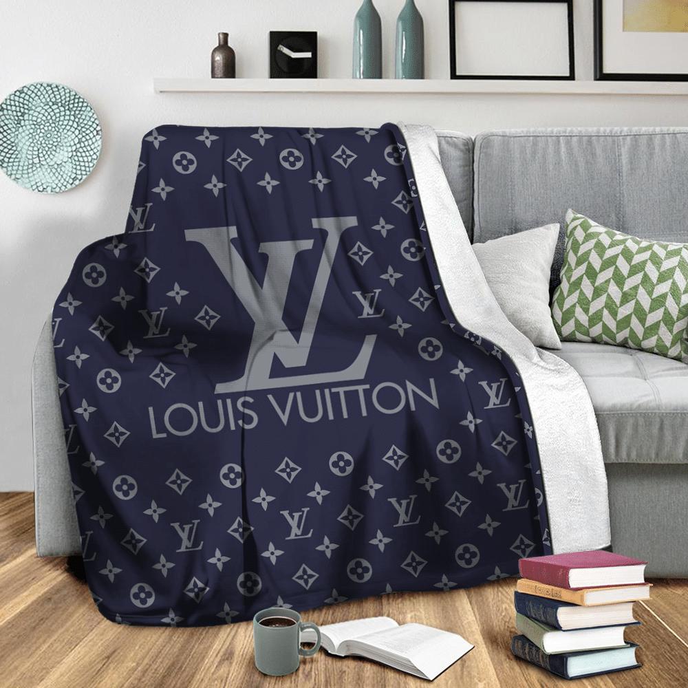 Louis vuitton blue fashion luxury brand premium blanket fleece home decor 124 Blanket Fleece