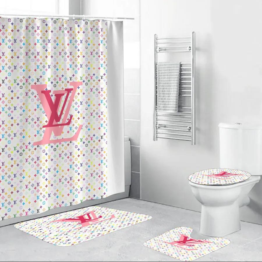 Louis vuitton colorful bathroom set hypebeast luxury fashion brand home decor bath mat Bathroom Set