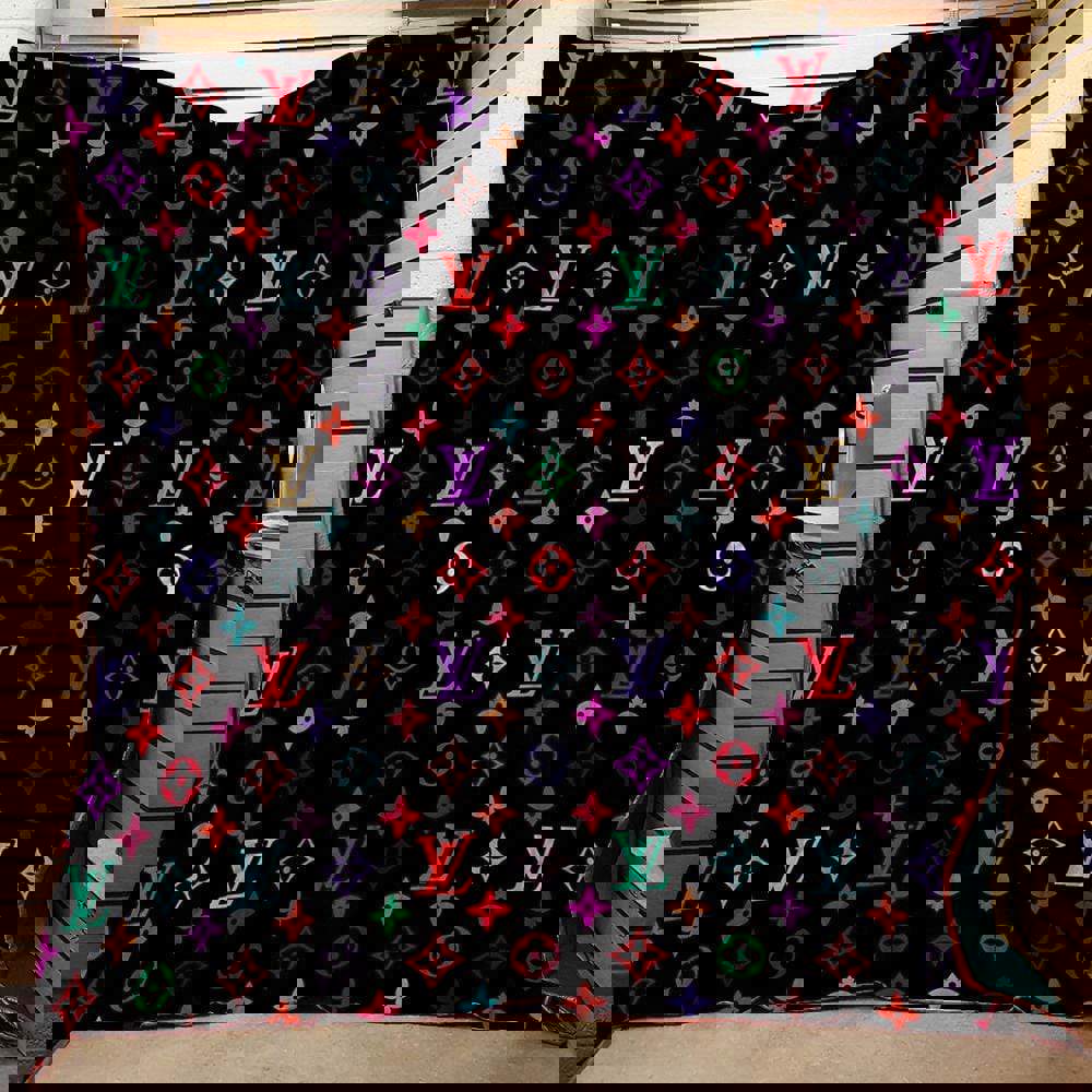 Louis vuitton colorful quilt blanket fleece home decor 238 Blanket Fleece