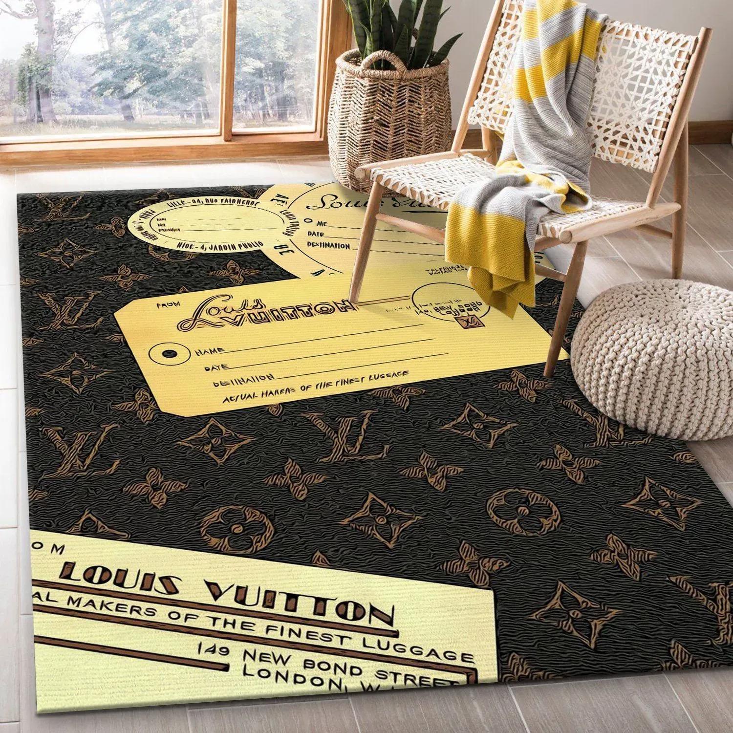 Louis vuitton limited logo type 1123. Upgrade Your Living Room with Luxury Home Decor: Area Carpets, Floor Decor, Door Mats, and Hot Gift Items with style a High-End Fashion Brand Rectangle Rug