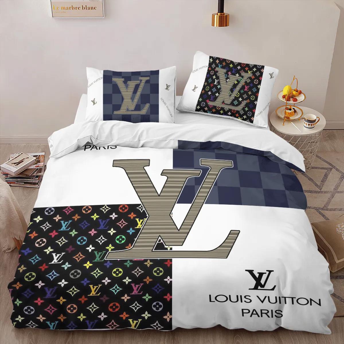Louis vuitton luxury brand high-end bedding sets lv, bedroom decor , thanksgiving decorations for home best luxury bed sets gift thankgivings and christmas Bedding Sets