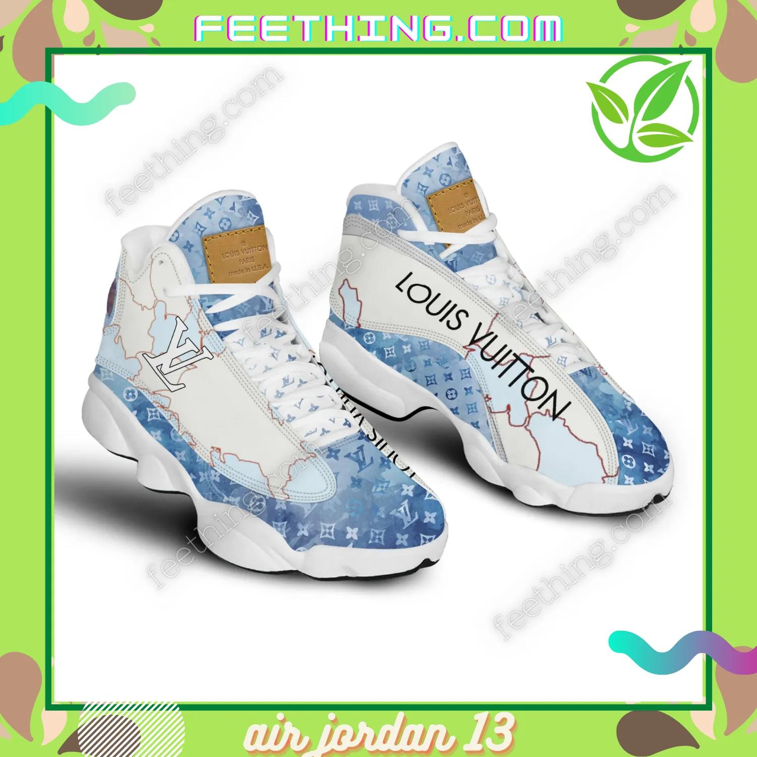 Louis vuitton luxury light blue x louis vuitton logo Air Jordan 13 For Fans Sneakers Shoes Gifts For Men Women Full Size