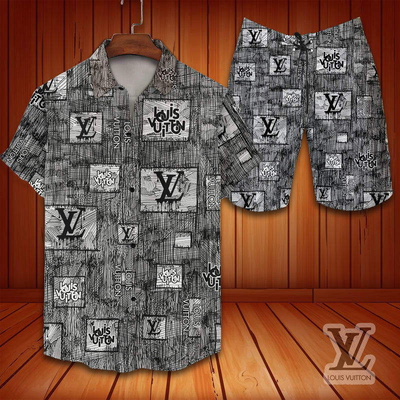 Louis vuitton lv combo hawaii shirt & shorts Hawaii Shirt Shorts & Flip Flops
