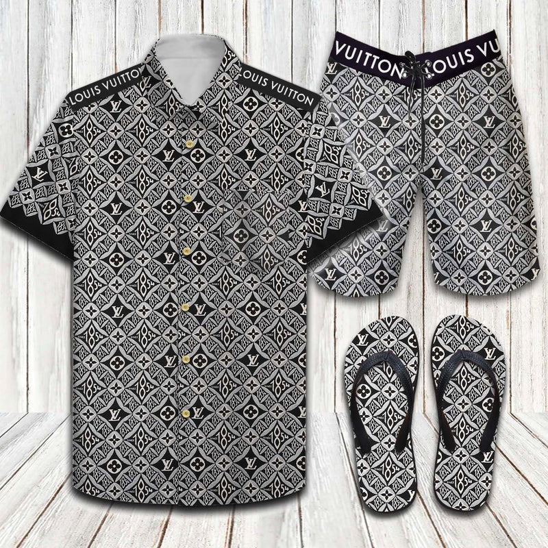 Louis vuitton lv flip flops and combo hawaii shirt Hawaii Shirt Shorts & Flip Flops