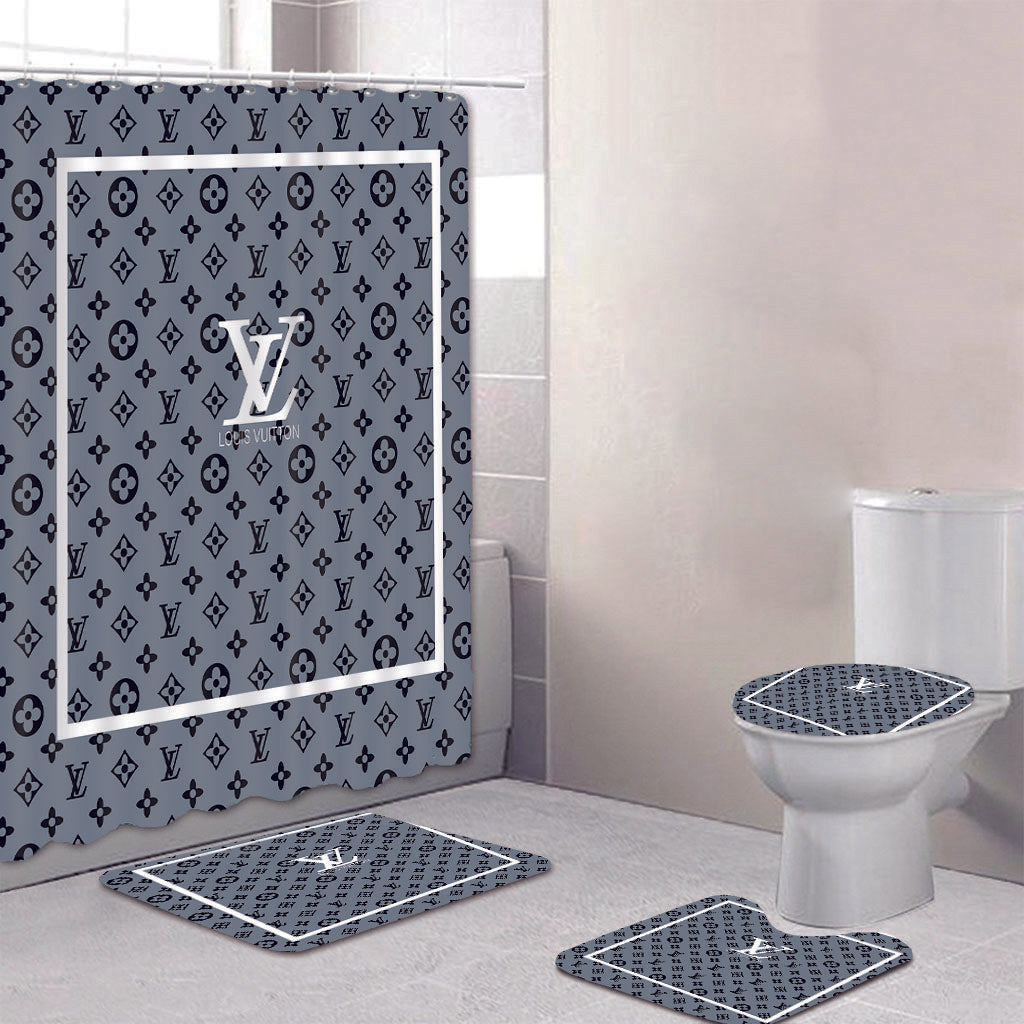 Louis vuitton lv grey bath mat luxury fashion brand bathroom sets hypebeast home decor Bathroom Set