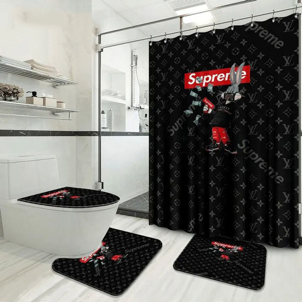 Louis vuitton lv supreme bathroom sets home decor hypebeast luxury fashion brand bath mat Bathroom Set