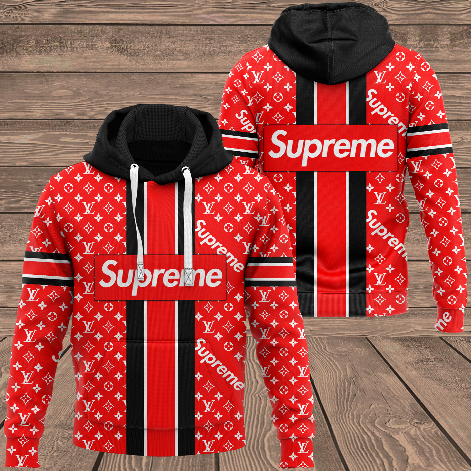 Louis vuitton supreme red luxury hoodie for men women Hoodie 3D
