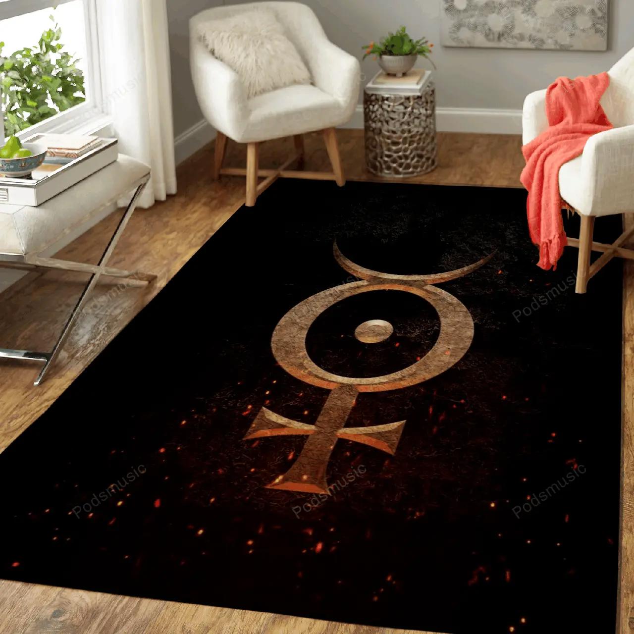 Marilynn manson music symbols art for fans area rug living room carpet rug regtangle carpet floor decor home decor Rectangle Rug
