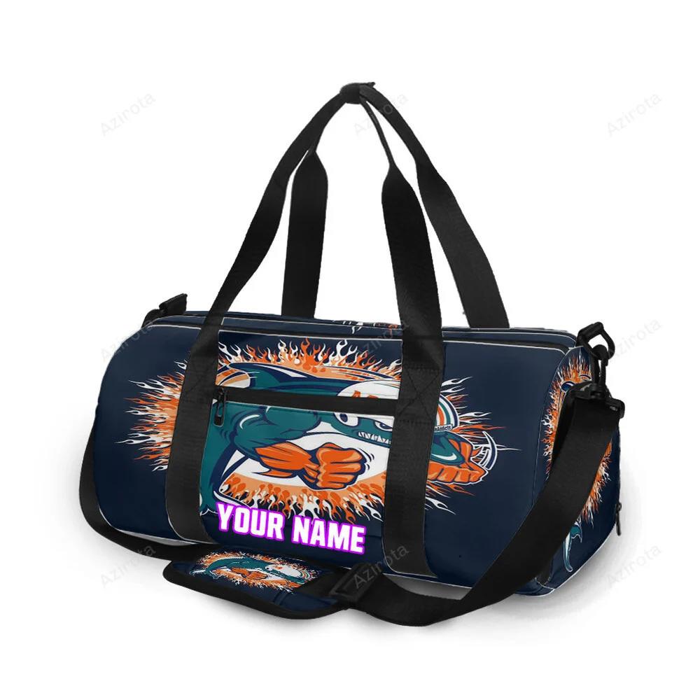 Miami dolphins art 4 personalized name travel bag gym bag 1227 Travel Bag