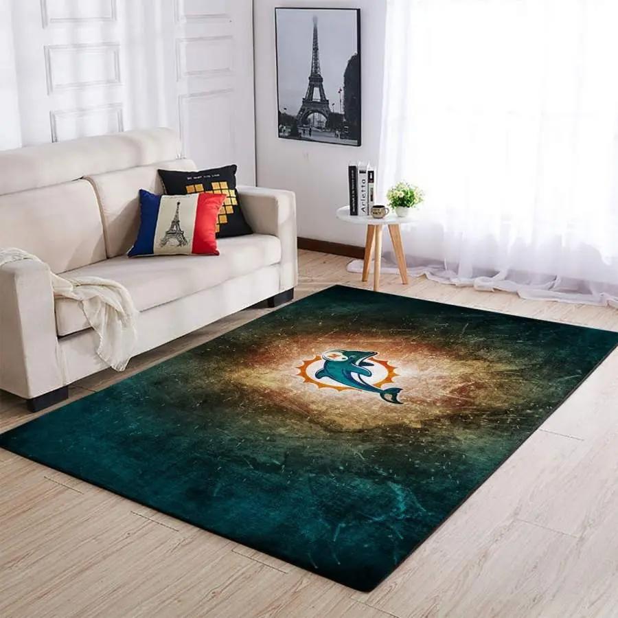 Miami dolphins living room rug home decor nfl football floor decor 191007 Rectangle Rug