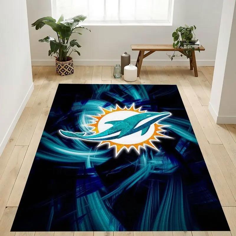 Miami dolphins nfl 32 area rug living room and bed room rug regtangle carpet Rectangle Rug