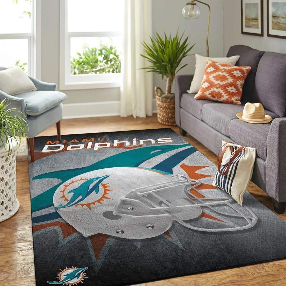 Miami dolphins nfl team helmet living room carpet sports rug regtangle carpet Rectangle Rug