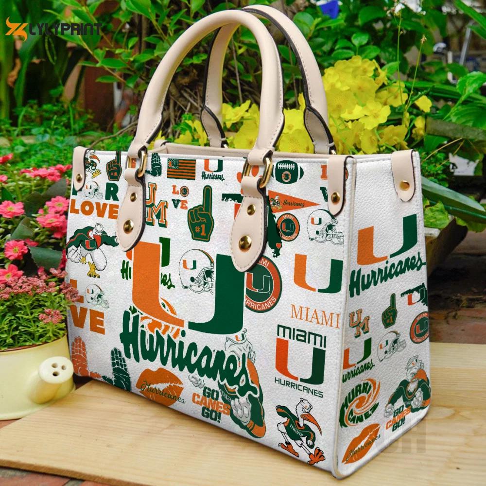 Miami hurricanes 1 leather handbag for women gift 2425 Women Leather Hand Bag