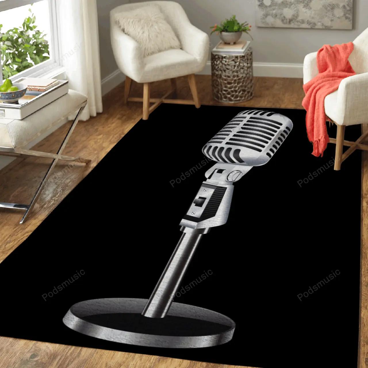 Mic music art for fans area rug living room carpet rug regtangle carpet floor decor home decor Rectangle Rug