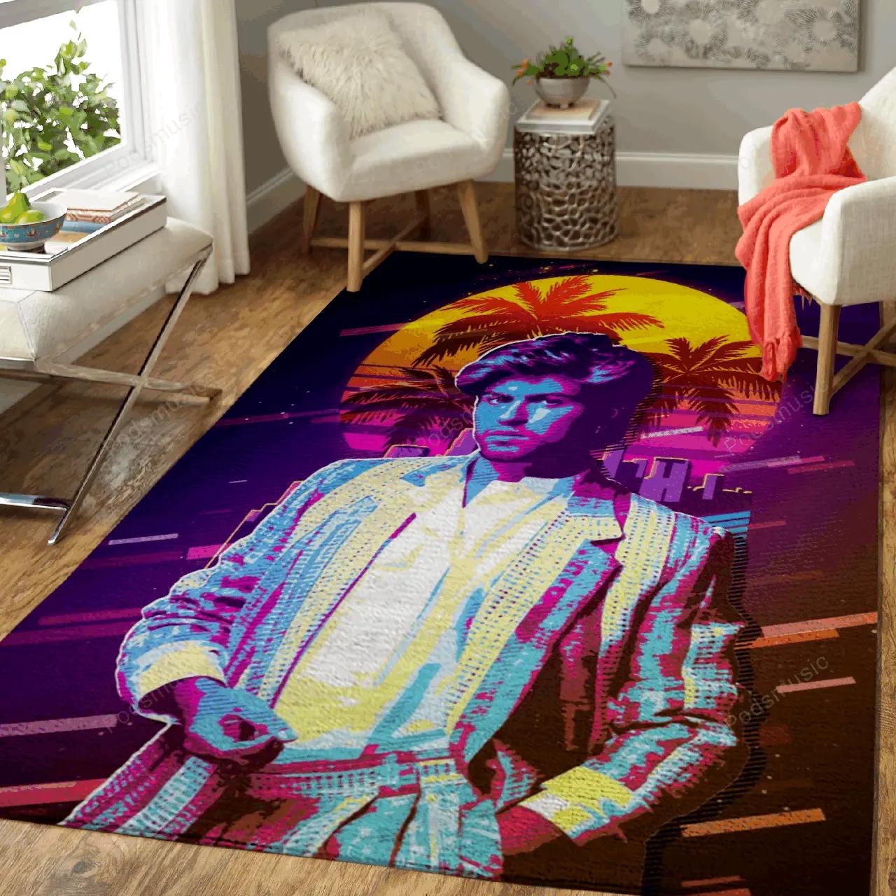 Michael george artwork music synthwave 80s art for fans area rug living room carpet rug regtangle carpet floor decor home decor Rectangle Rug