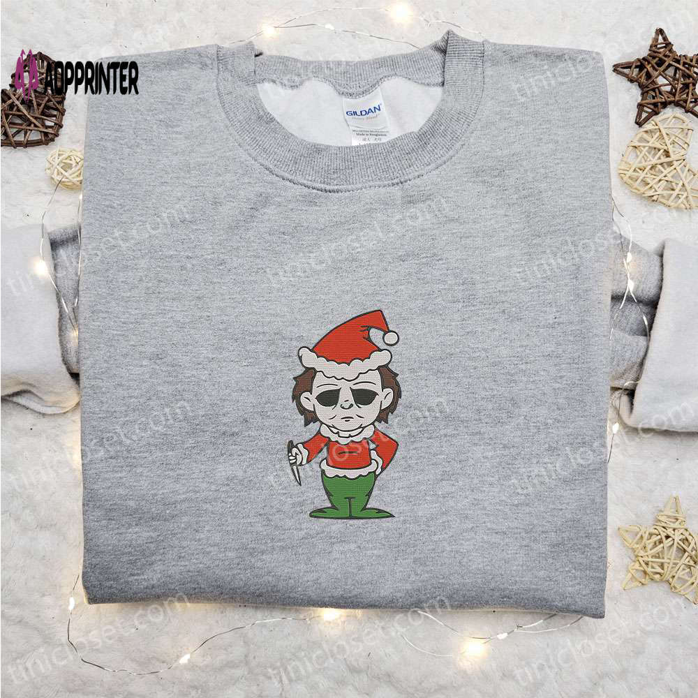 Michael myers christmas sweatshirt: horror movie hoodie – best gift idea for christmas Embroidered Shirt