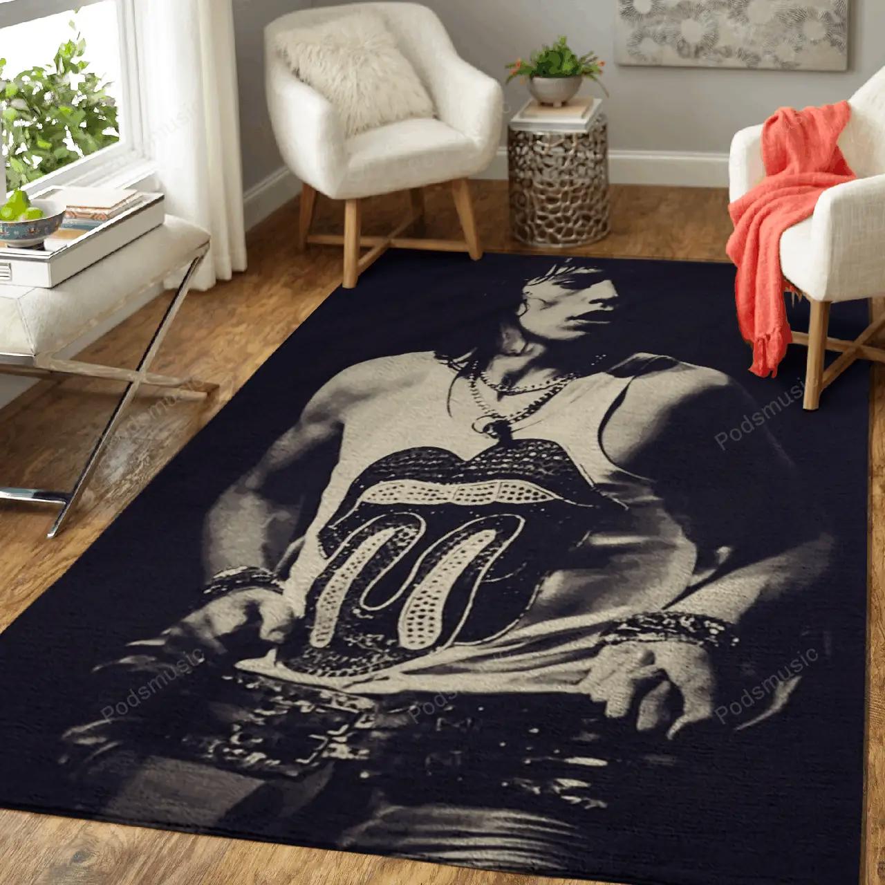 Mick jagger look music artist art for fans area rug living room carpet rug regtangle carpet floor decor home decor Rectangle Rug