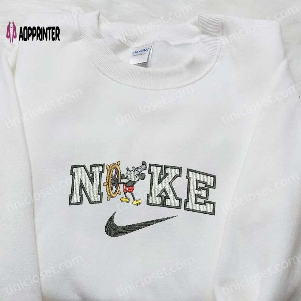 Mickey mouse x nike cartoon embroidered tshirt: disney characters & nike inspired shirt Embroidered Shirt