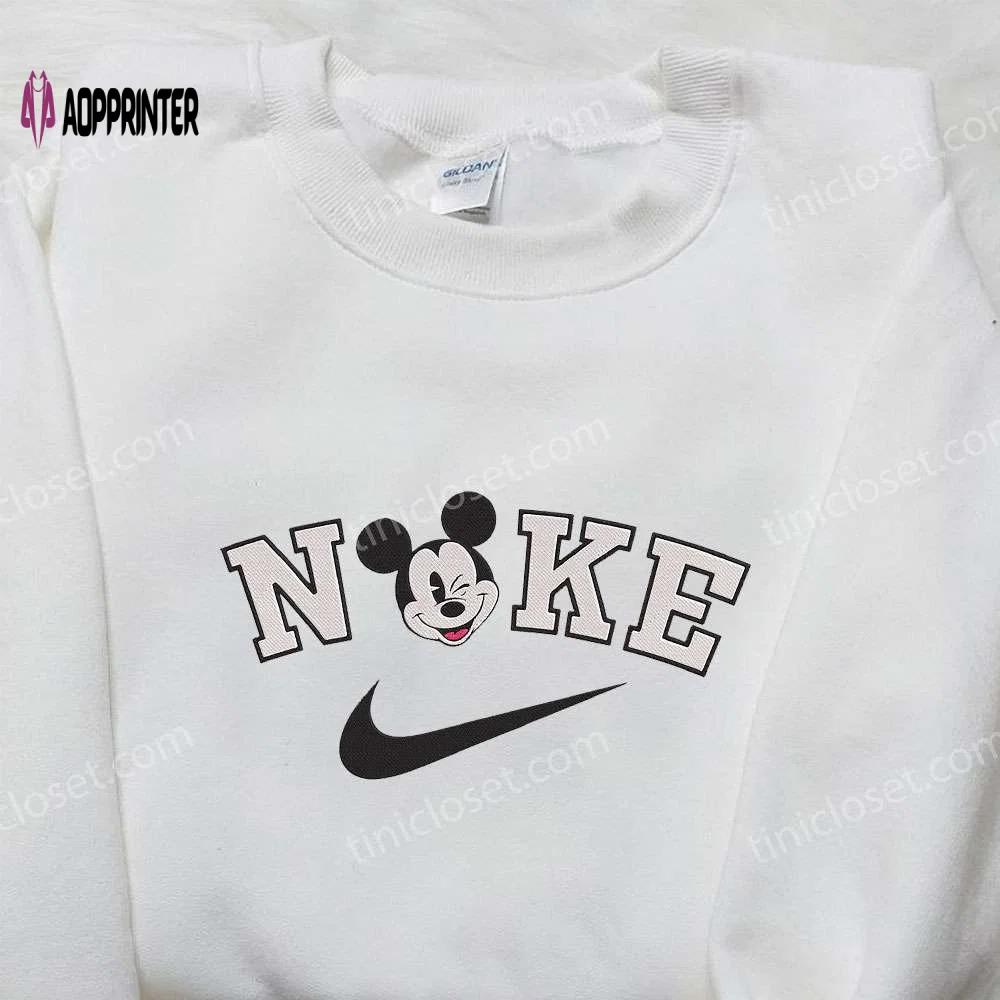 Mickey mouse x nike embroidered hoodie & shirt: disney-inspired nike apparel Embroidered Shirt