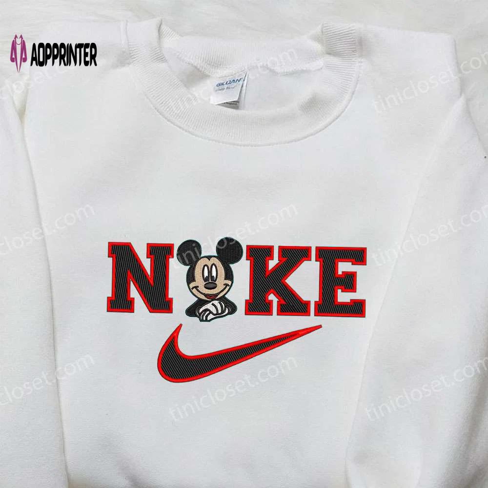 Mickey mouse x nike embroidered sweatshirt: disney shirt with nike inspiration Embroidered Shirt