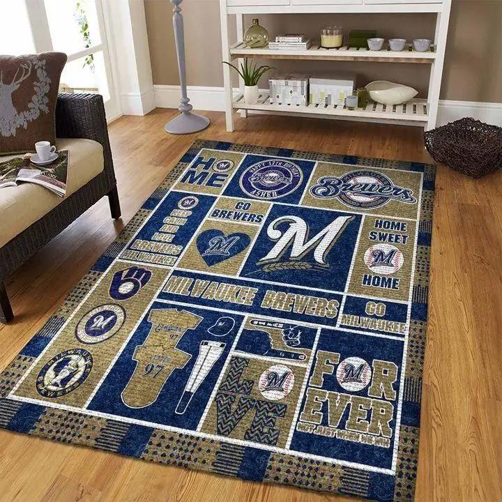 Milwaukee brewers area rug mlb team logo carpet living room rugs decor v1753 Rectangle Rug