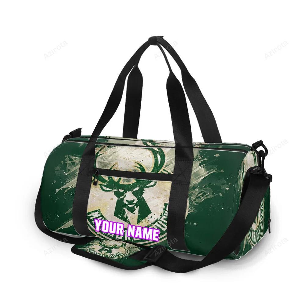 Milwaukee bucks emblem v20 personalized name travel bag gym bag 1002 Travel Bag