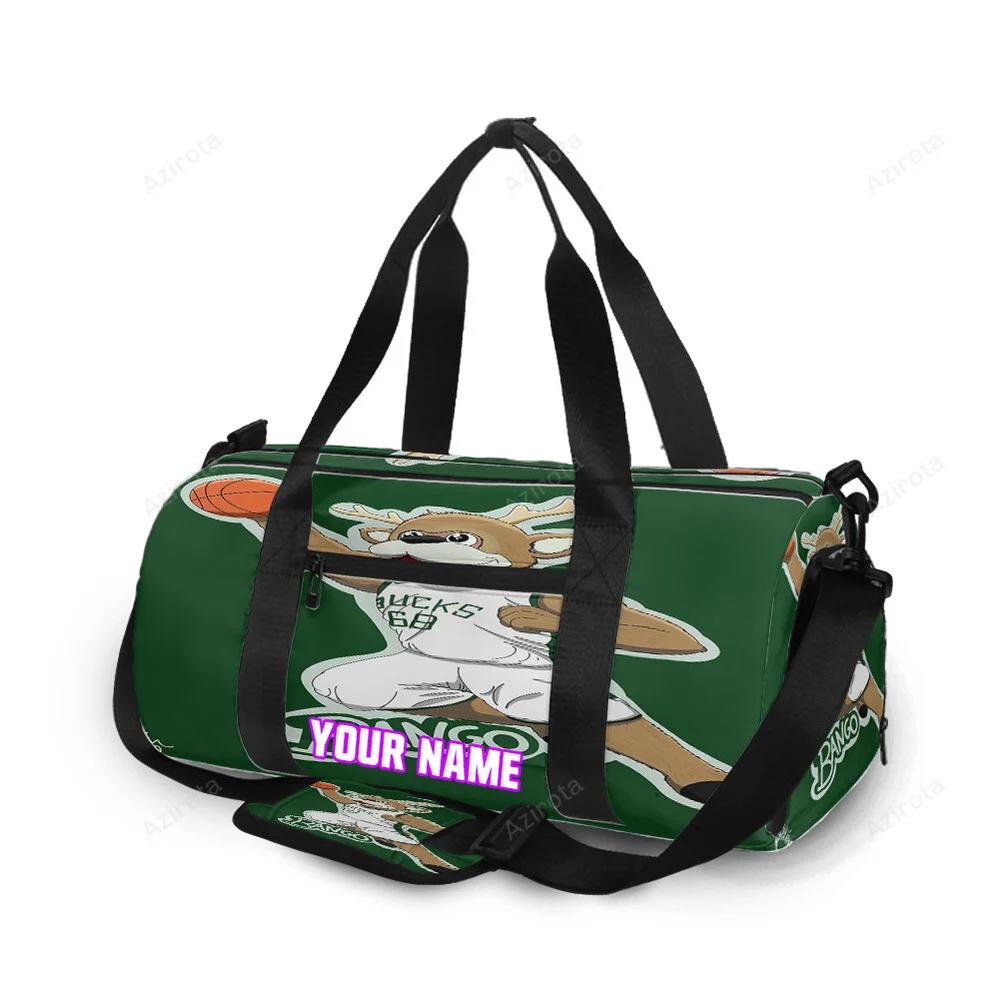 Milwaukee bucks mascot v45 personalized name travel bag gym bag 318 Travel Bag