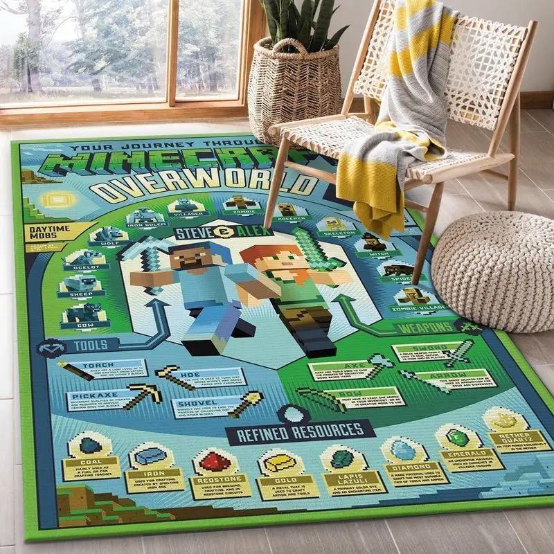 Minecaft gaming 1 area rug living room and bed room rug rug regtangle carpet floor decor home decor Rectangle Rug