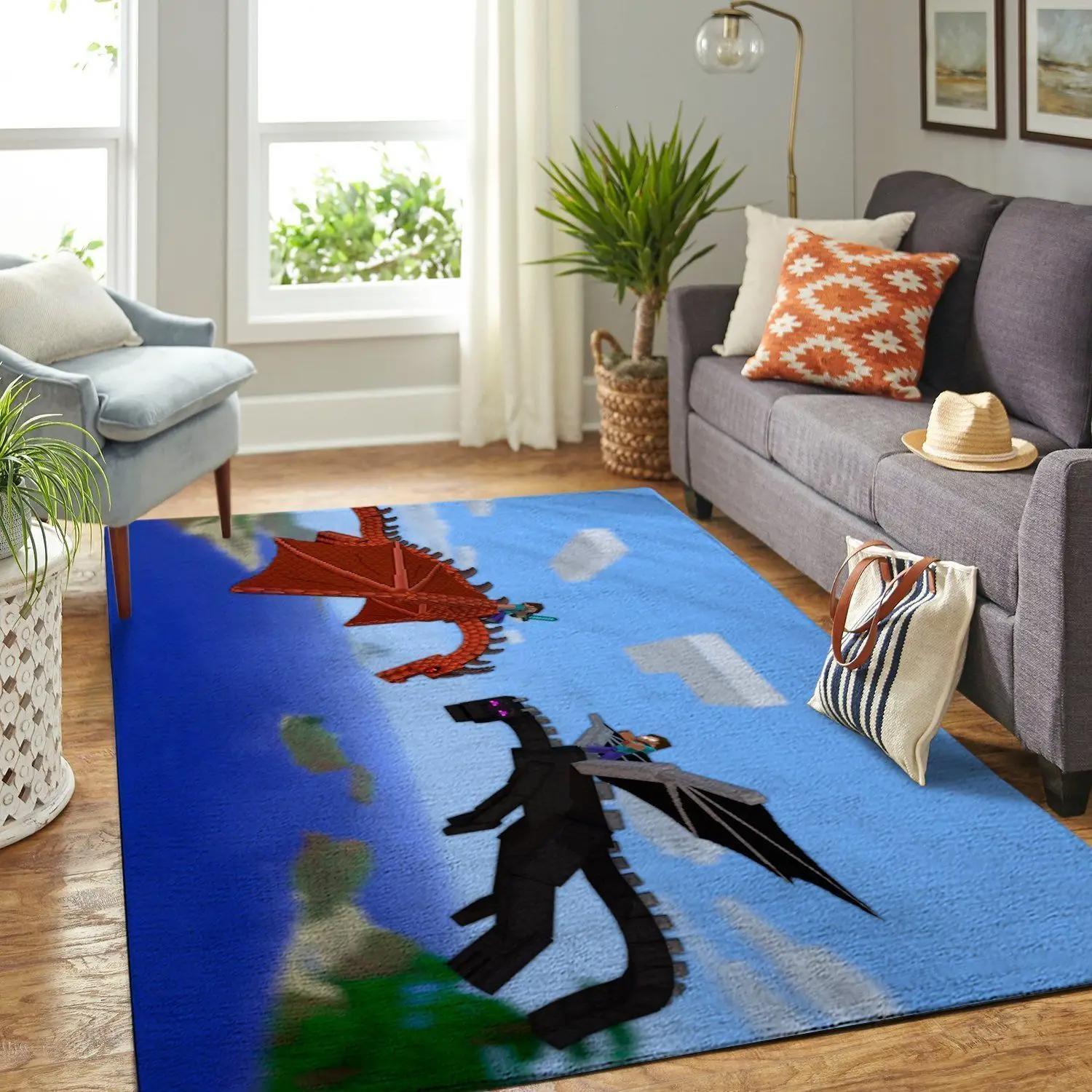 Minecraft area rug video game carpet gamer living room rugs rug regtangle carpet floor decor home decor v203 Rectangle Rug