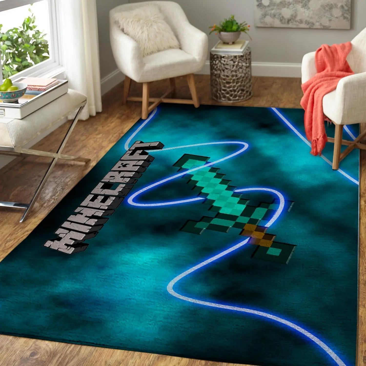 Minecraft area rug video game carpet gamer living room rugs rug regtangle carpet floor decor home decor v248 Rectangle Rug